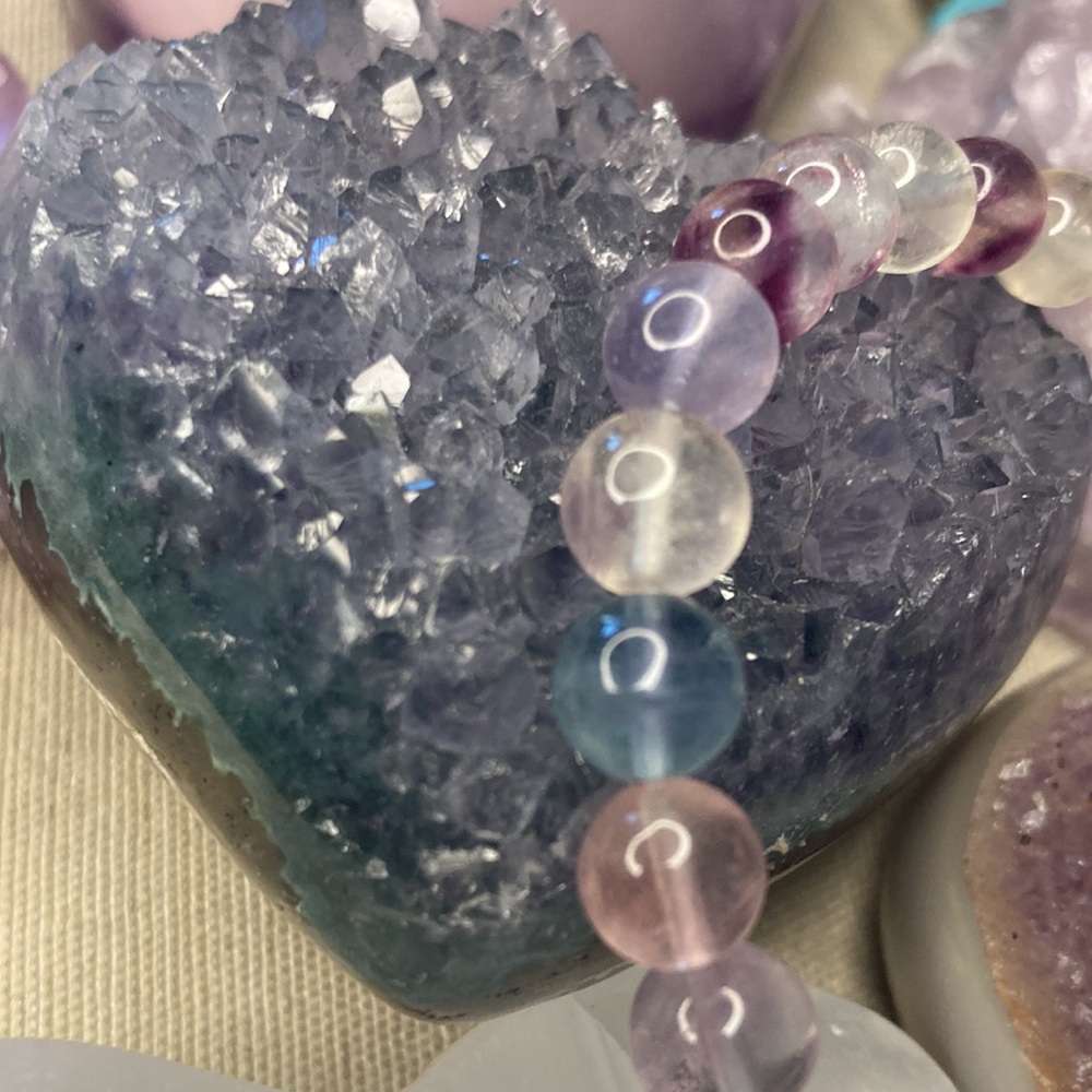 Fluorite High Quality Gemstone Beaded Bracelet AAA - Picture 3 of 4